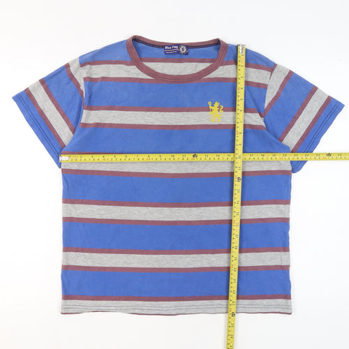 Blue Flag Chelsea Mens Blue Striped Cotton T-Shirt Size M