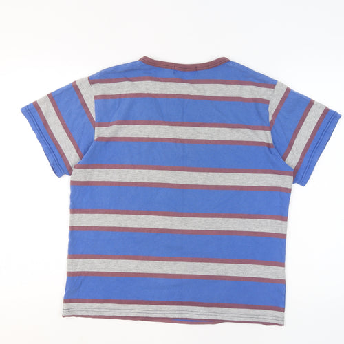 Blue Flag Chelsea Mens Blue Striped Cotton T-Shirt Size M
