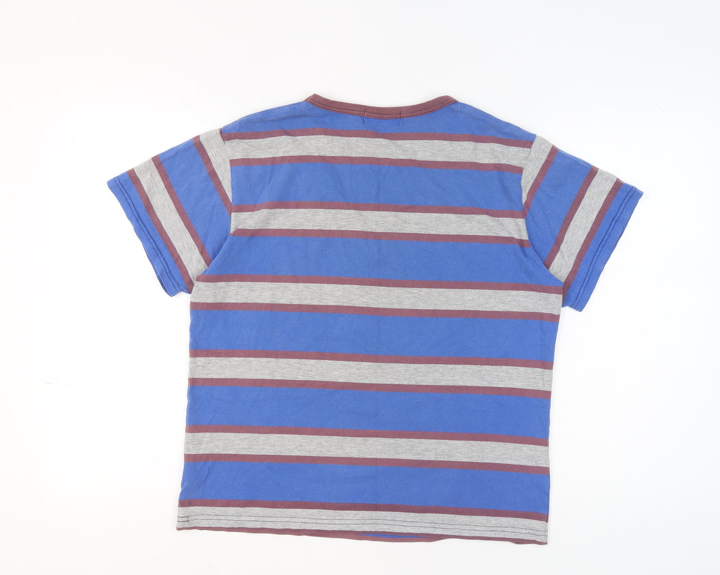 Blue Flag Chelsea Mens Blue Striped Cotton T-Shirt Size M