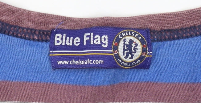 Blue Flag Chelsea Mens Blue Striped Cotton T-Shirt Size M