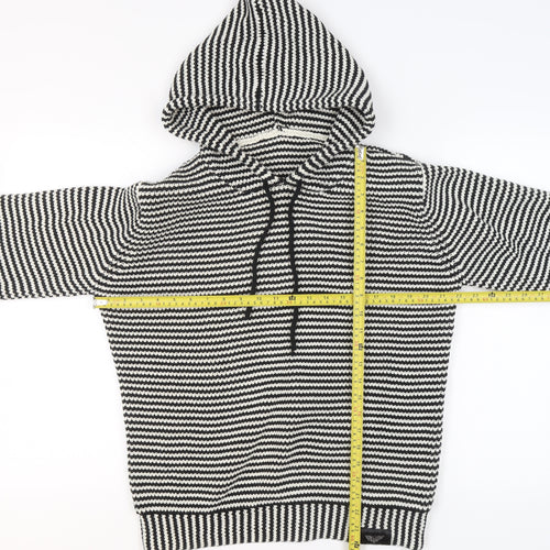 G-Nious Men's Black White Striped Hooded Cotton Pullover Jumper Size M