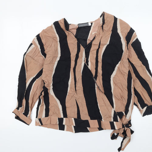 Mint Velvet Womens Multicoloured Stripe Wrap Blouse Size 16
