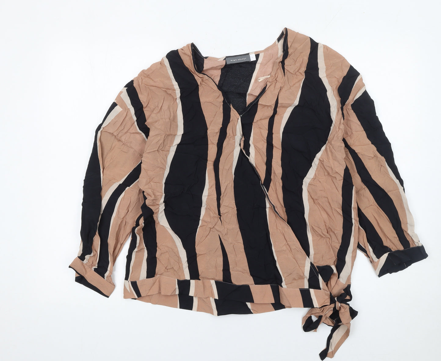 Mint Velvet Womens Multicoloured Stripe Wrap Blouse Size 16