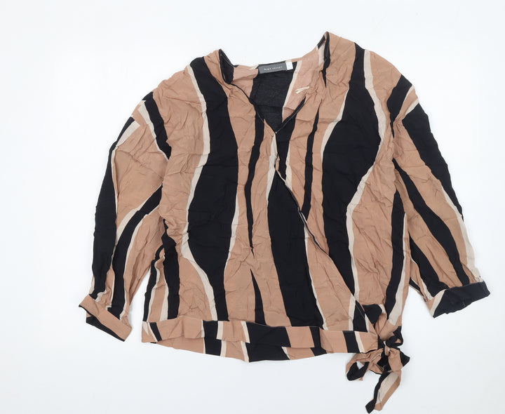 Mint Velvet Womens Multicoloured Stripe Wrap Blouse Size 16