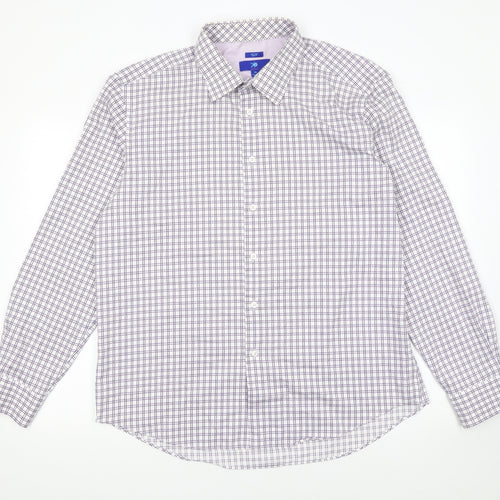 Egara Mens XL Purple Check Slim Fit Non-Iron Cotton Shirt