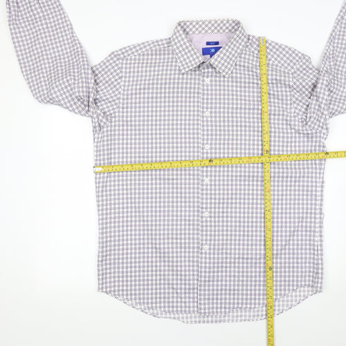Egara Mens XL Purple Check Slim Fit Non-Iron Cotton Shirt