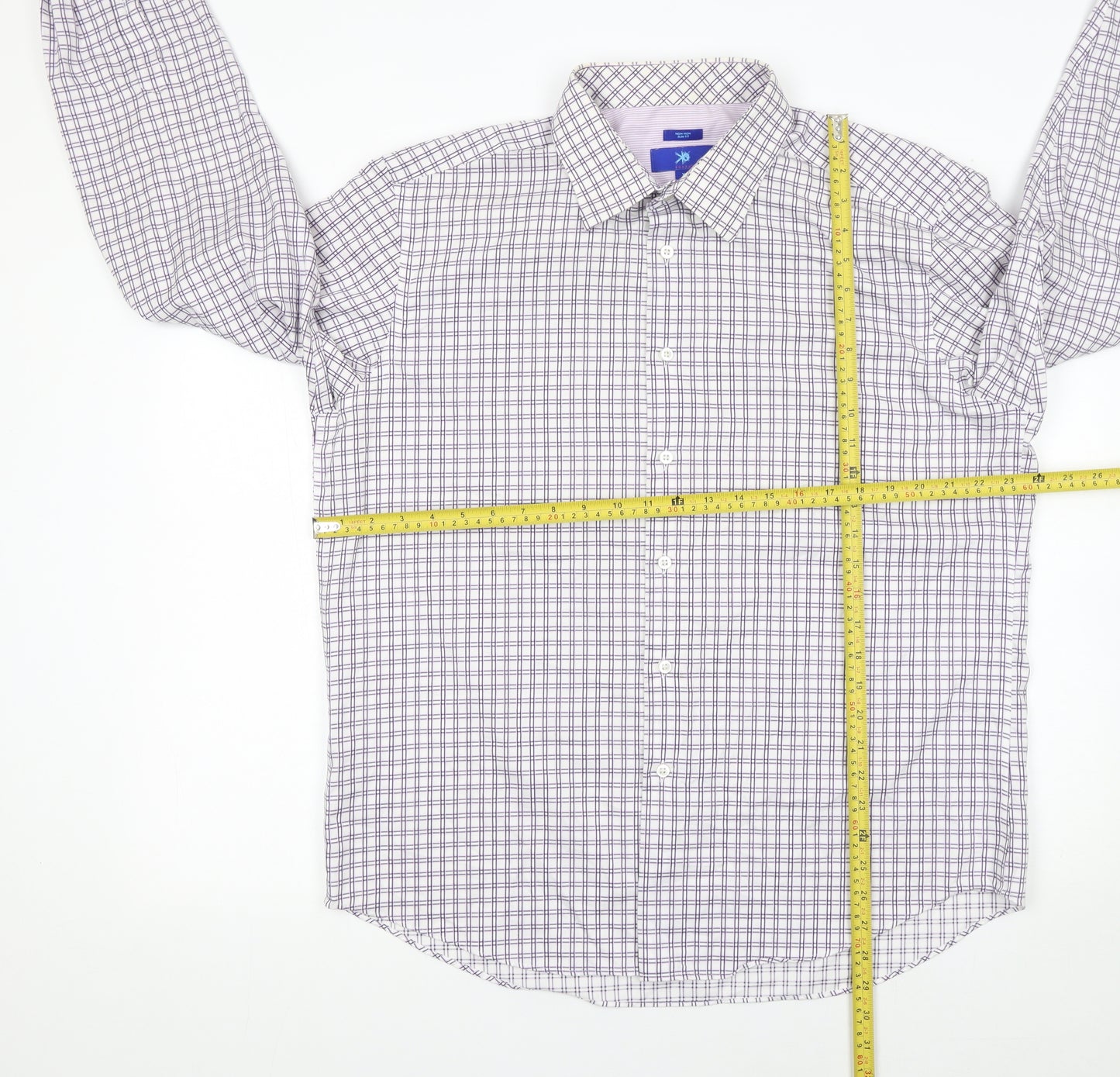 Egara Mens XL Purple Check Slim Fit Non-Iron Cotton Shirt