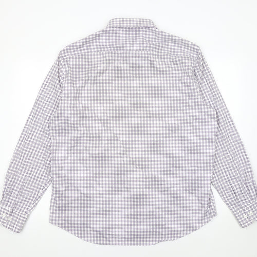 Egara Mens XL Purple Check Slim Fit Non-Iron Cotton Shirt