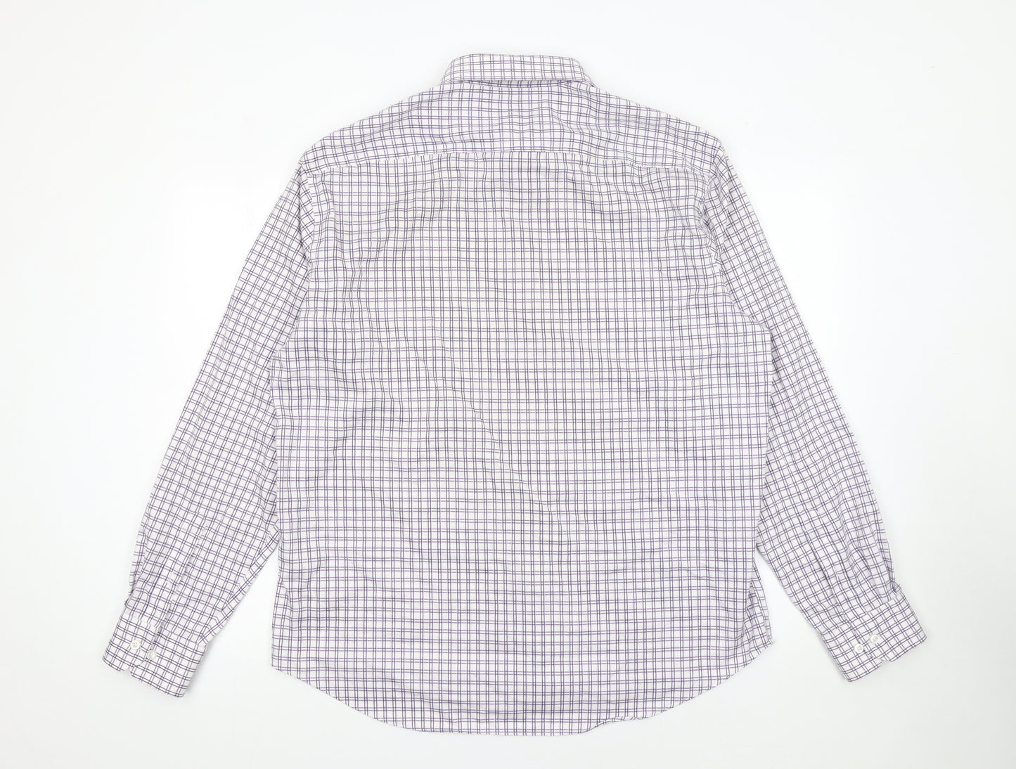Egara Mens XL Purple Check Slim Fit Non-Iron Cotton Shirt