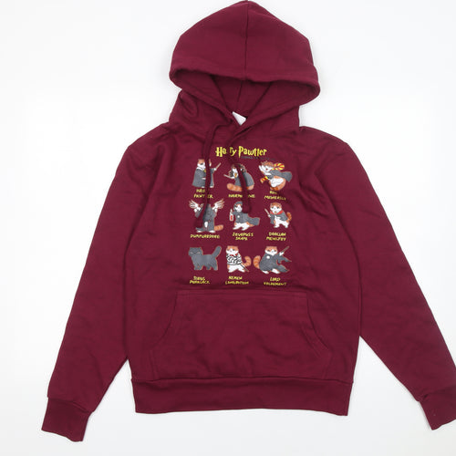 Famona Women's Burgundy Hoodie XS Graphic Cotton Blend Pullover