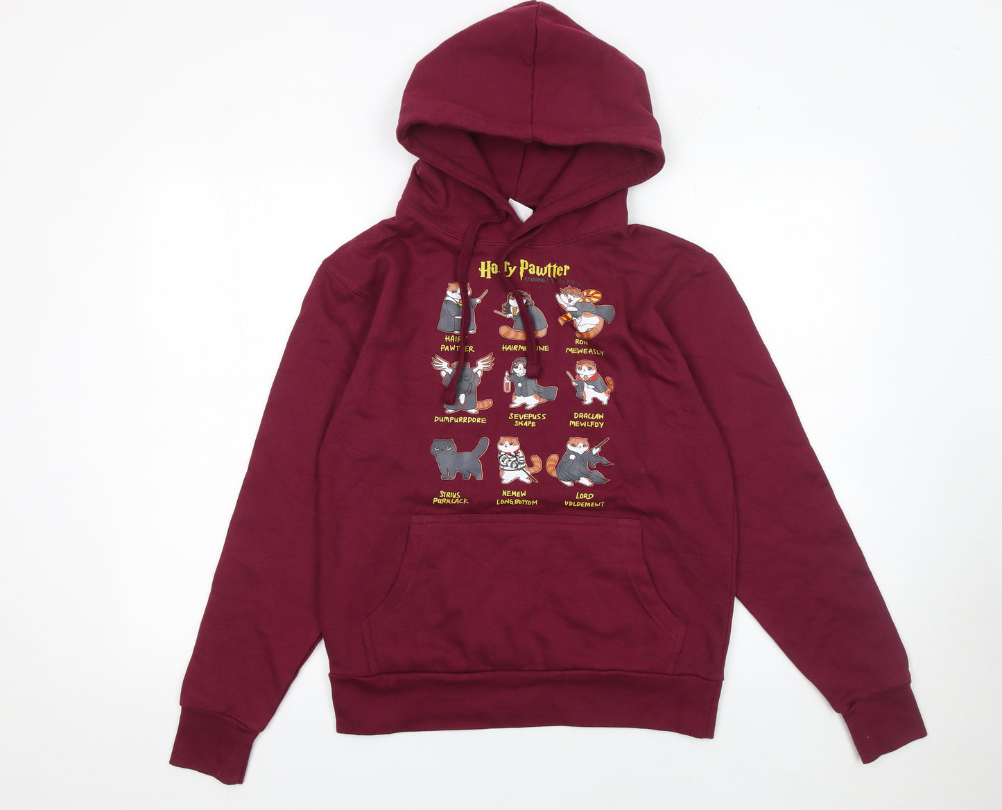 Famona Women's Burgundy Hoodie XS Graphic Cotton Blend Pullover