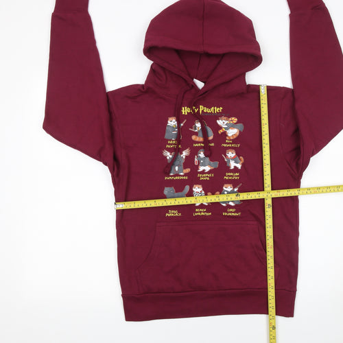 Famona Women's Burgundy Hoodie XS Graphic Cotton Blend Pullover