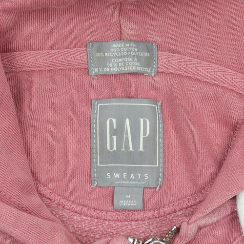 GAP Women Pink Full Zip Hoodie Medium Cotton Blend Casual