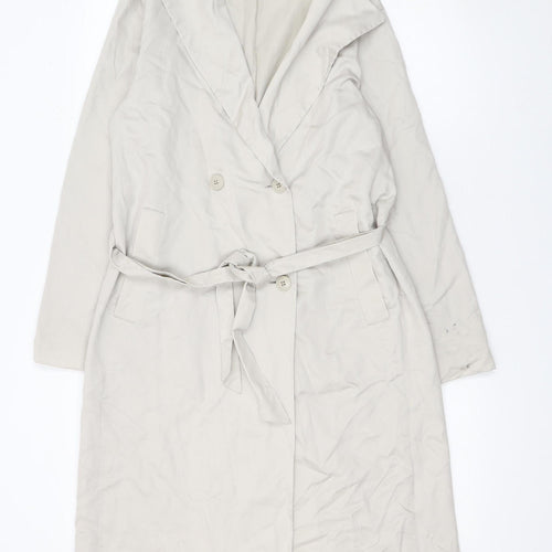 Uniqlo Womens Beige XS Classic Long Trench Coat Belted Lined