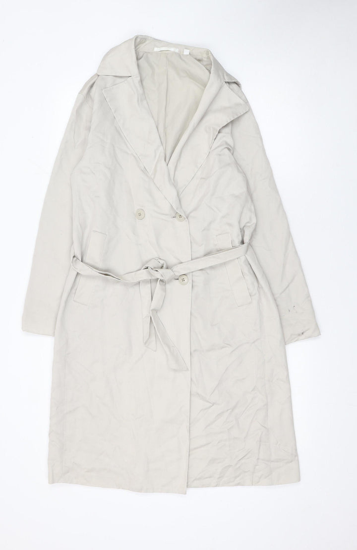 Uniqlo Womens Beige XS Classic Long Trench Coat Belted Lined
