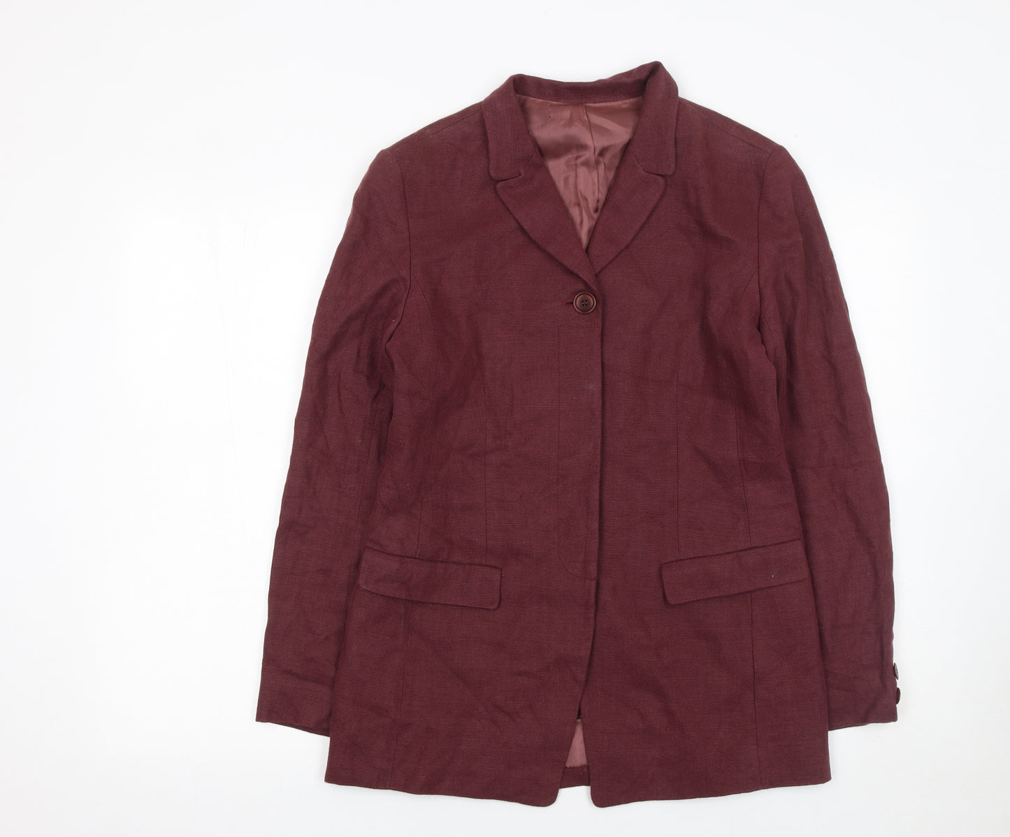 Hobbs Women Red Linen Single Breasted Blazer UK 10
