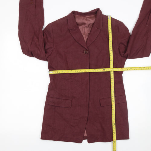 Hobbs Women Red Linen Single Breasted Blazer UK 10