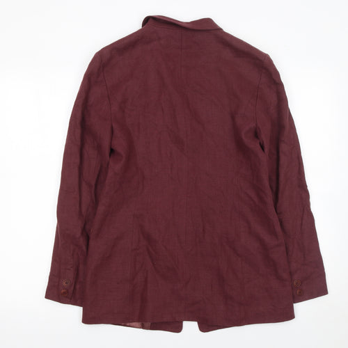 Hobbs Women Red Linen Single Breasted Blazer UK 10
