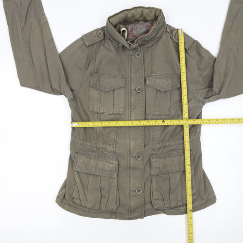 New Look Womens Green Military Jacket Size 14 Cotton Casual