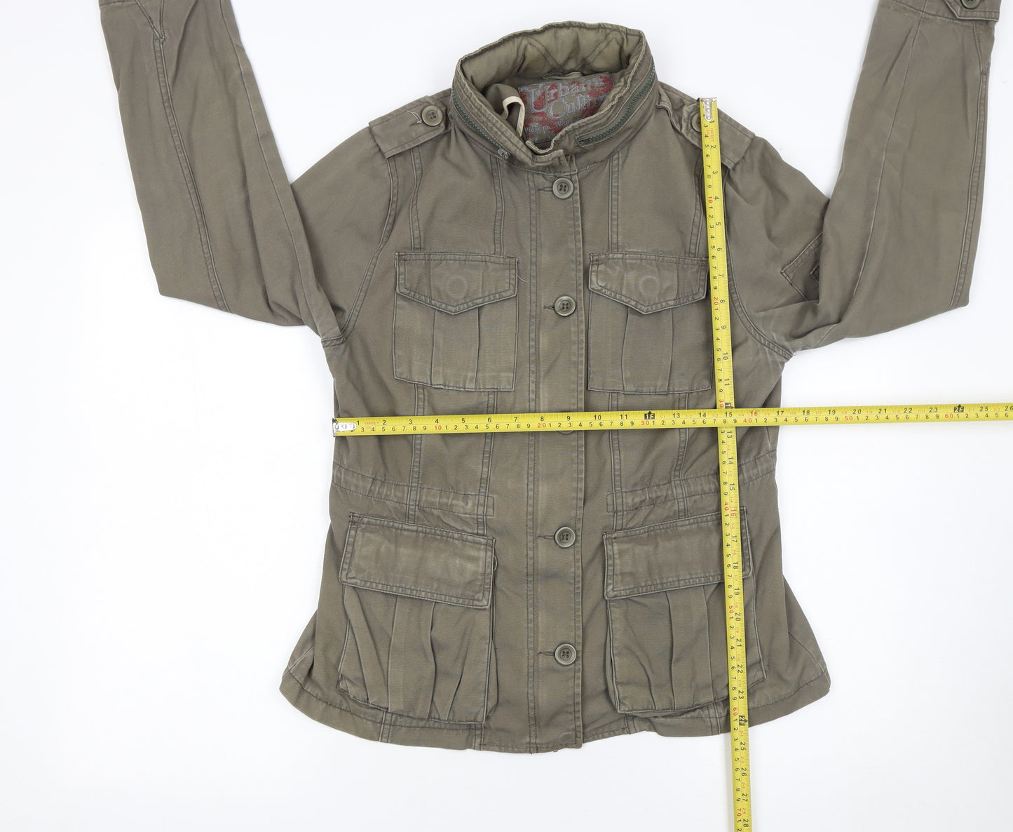 New Look Womens Green Military Jacket Size 14 Cotton Casual