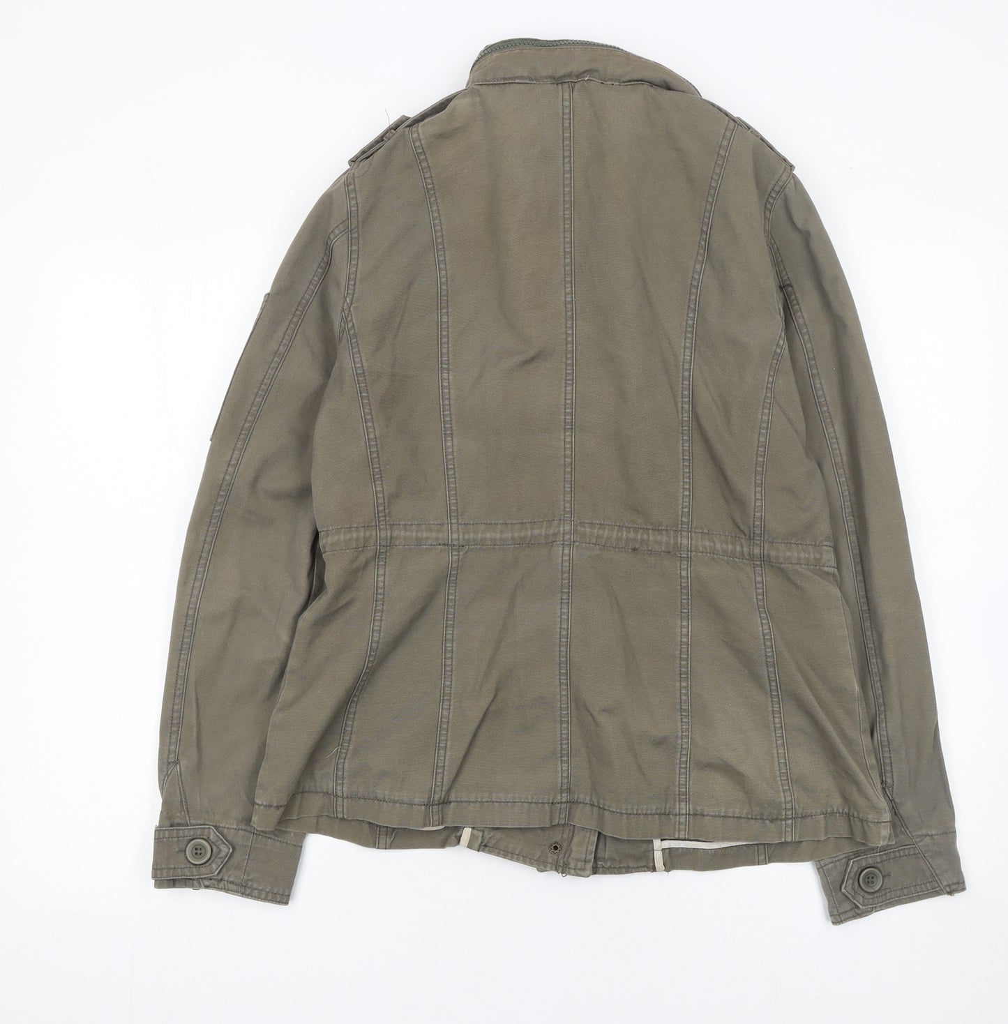 New Look Womens Green Military Jacket Size 14 Cotton Casual