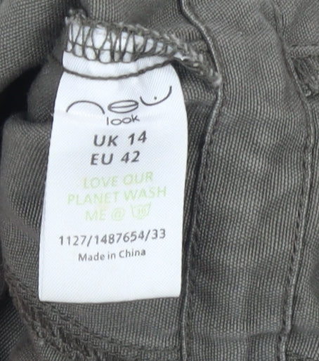 New Look Womens Green Military Jacket Size 14 Cotton Casual