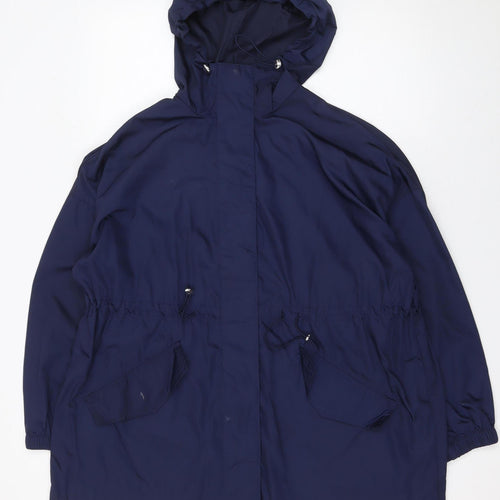 Matalan Womens Blue Hooded Parka Jacket Size S Casual Mid-Length