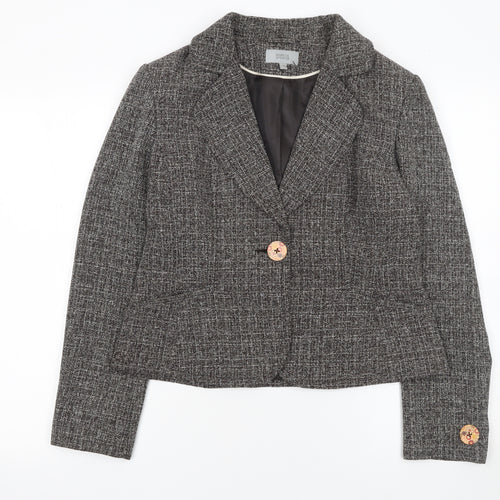 Marks and Spencer Womens Black Tweed One-Button Blazer Size 14