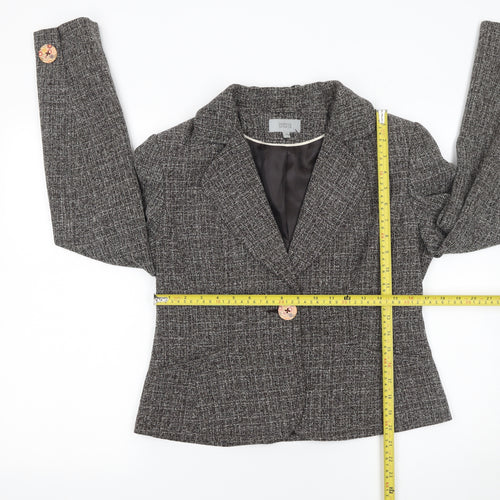 Marks and Spencer Womens Black Tweed One-Button Blazer Size 14