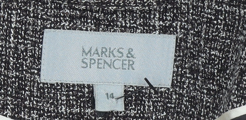 Marks and Spencer Womens Black Tweed One-Button Blazer Size 14