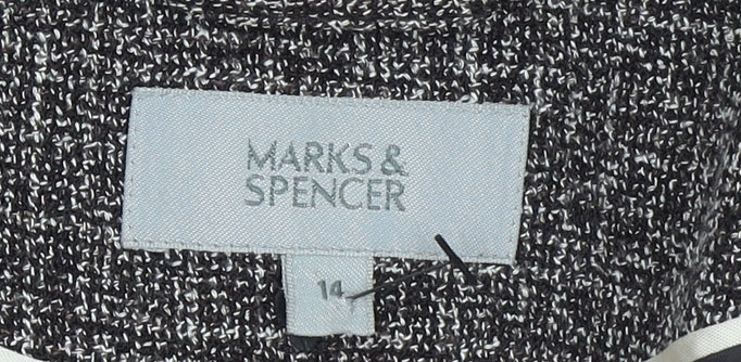 Marks and Spencer Womens Black Tweed One-Button Blazer Size 14