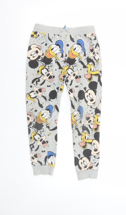 Disney Girls Grey Mickey Mouse Jogger Trousers 6-7 Years Cotton Blend