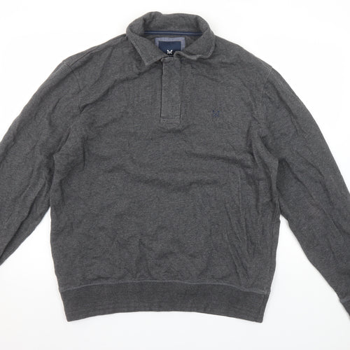 Crew Clothing Company Men Grey L Henley Sweatshirt 100% Cotton
