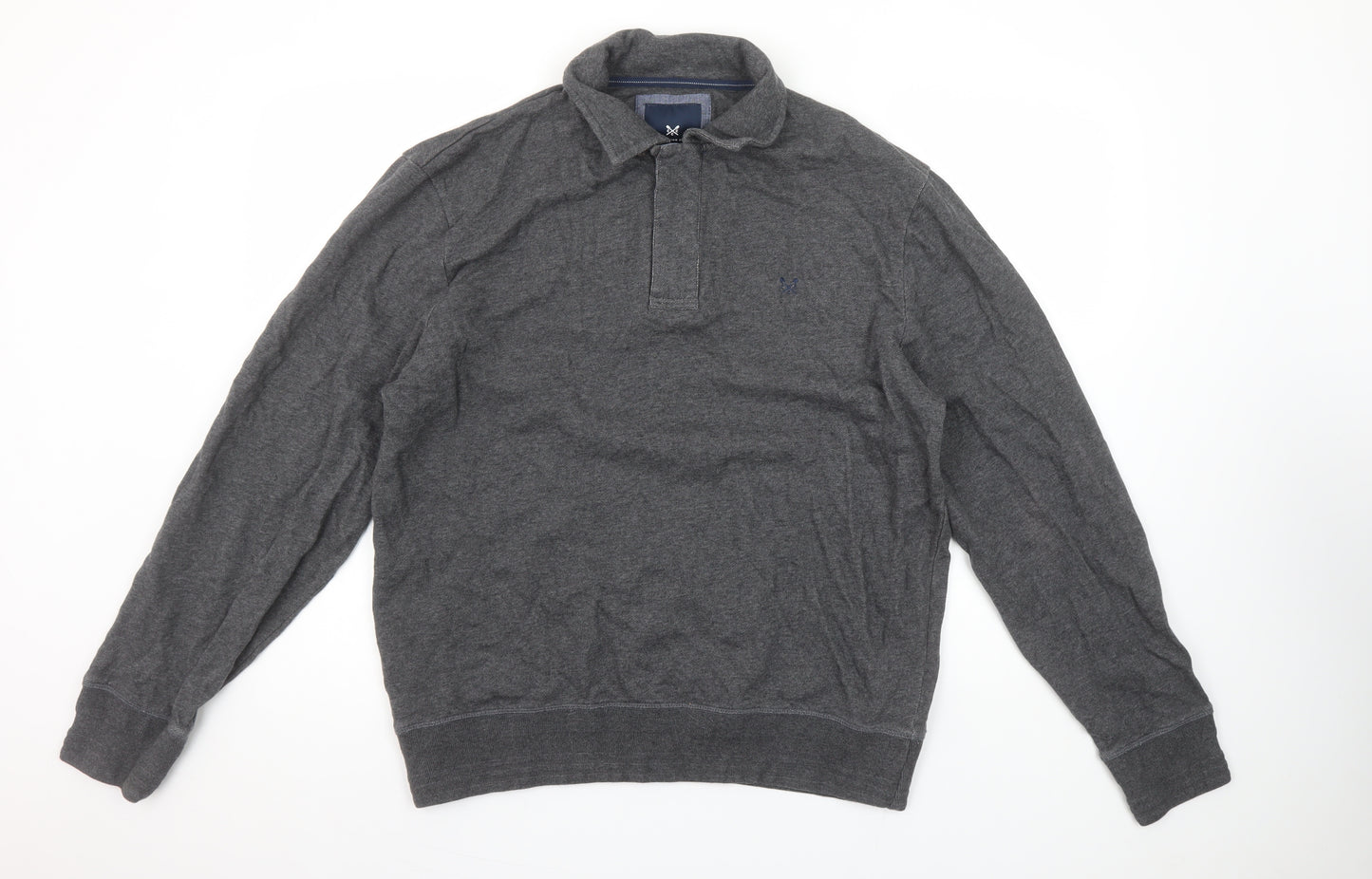 Crew Clothing Company Men Grey L Henley Sweatshirt 100% Cotton