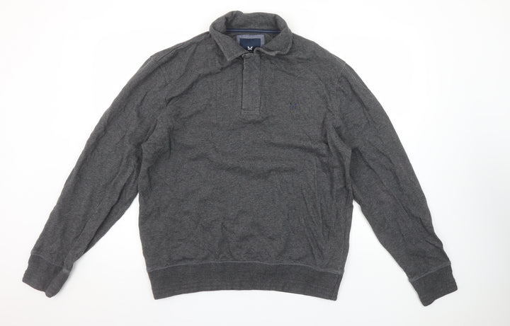 Crew Clothing Company Men Grey L Henley Sweatshirt 100% Cotton
