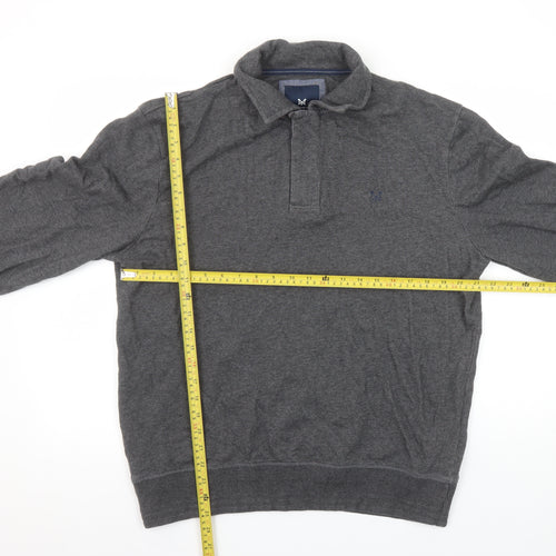 Crew Clothing Company Men Grey L Henley Sweatshirt 100% Cotton