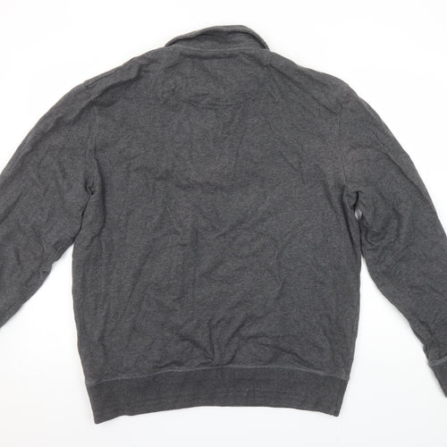 Crew Clothing Company Men Grey L Henley Sweatshirt 100% Cotton