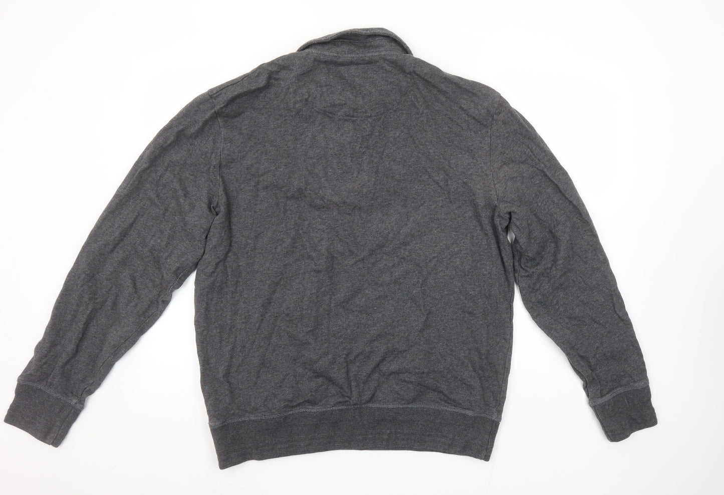Crew Clothing Company Men Grey L Henley Sweatshirt 100% Cotton
