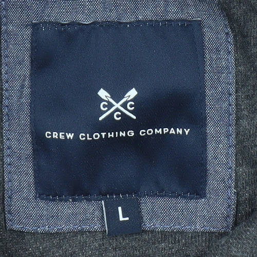 Crew Clothing Company Men Grey L Henley Sweatshirt 100% Cotton