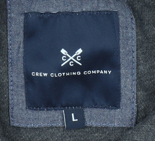 Crew Clothing Company Men Grey L Henley Sweatshirt 100% Cotton