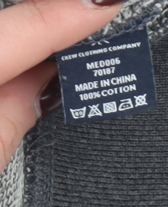 Crew Clothing Company Men Grey L Henley Sweatshirt 100% Cotton