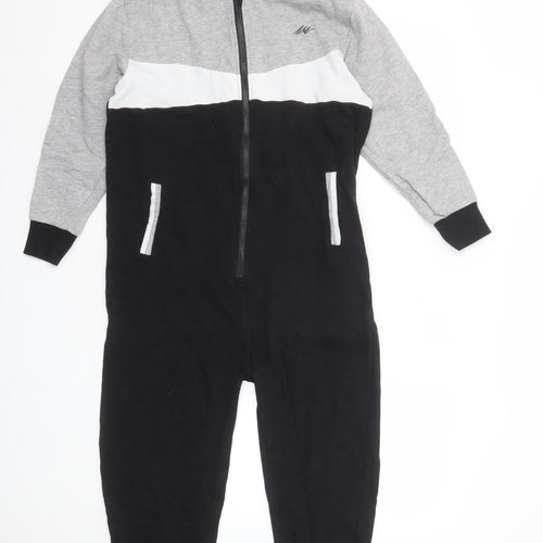 Next Boys Black Grey One Piece Hooded Pyjama Suit Size 10 Years