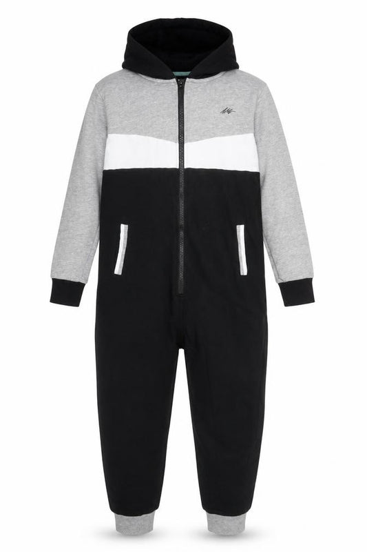 Next Boys Black Grey One Piece Hooded Pyjama Suit Size 10 Years