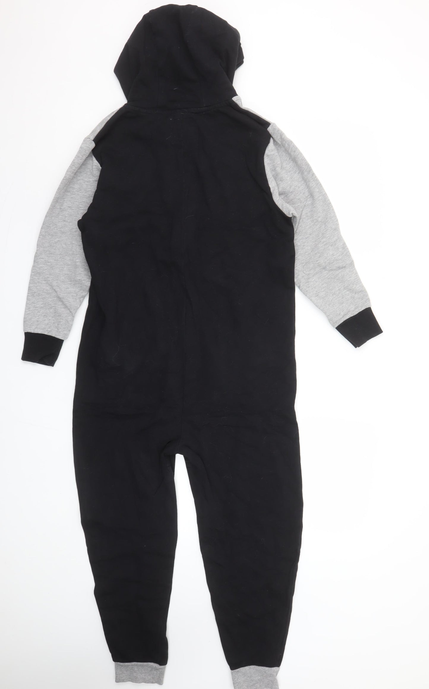 Next Boys Black Grey One Piece Hooded Pyjama Suit Size 10 Years