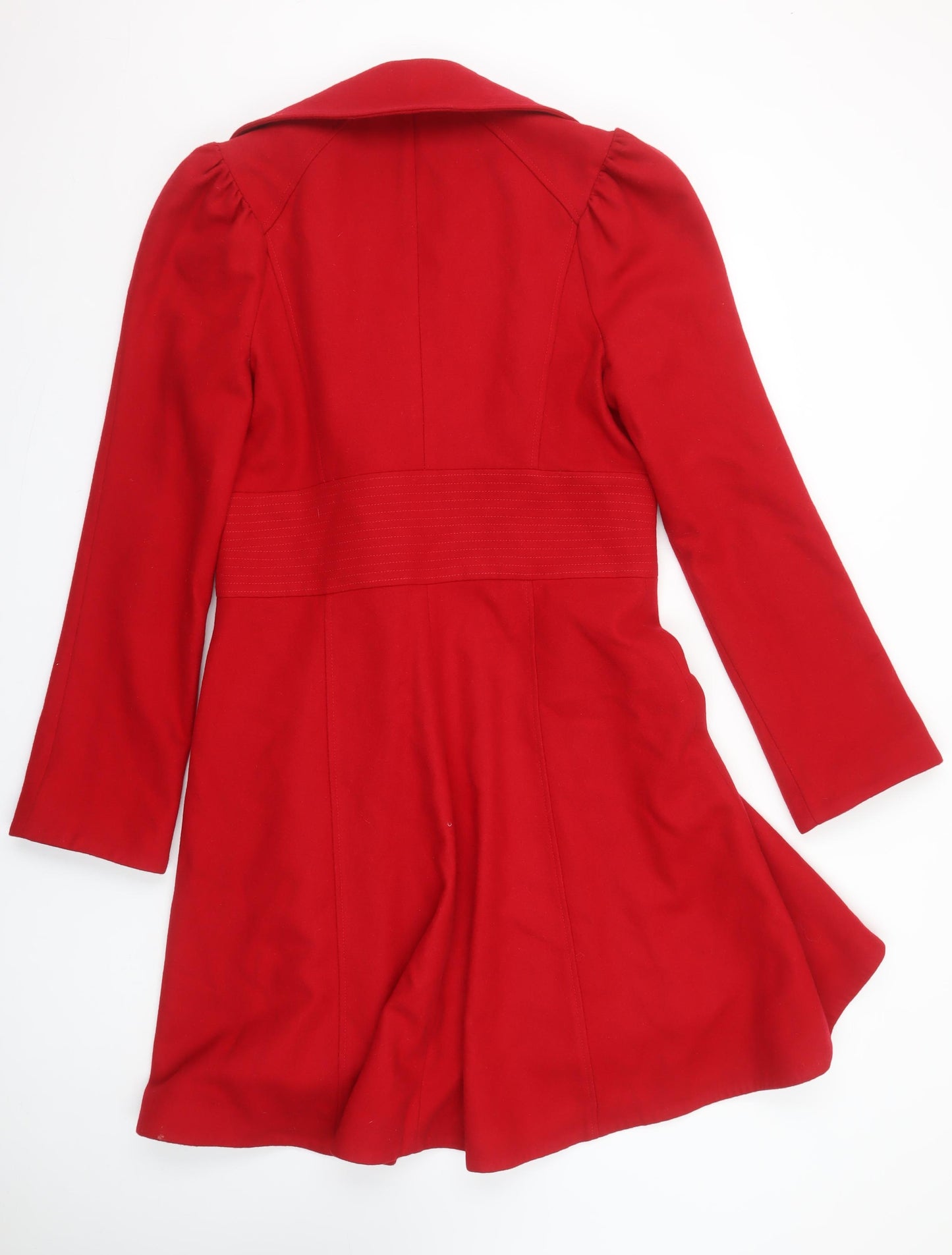 Next Women Red Wool Blend Long Trench Coat Size 14