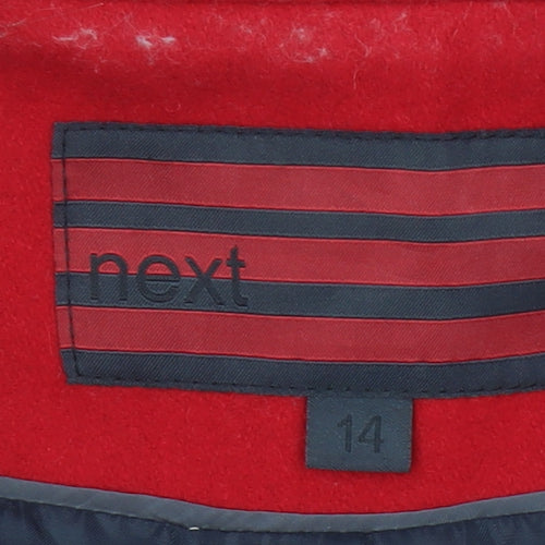 Next Women Red Wool Blend Long Trench Coat Size 14