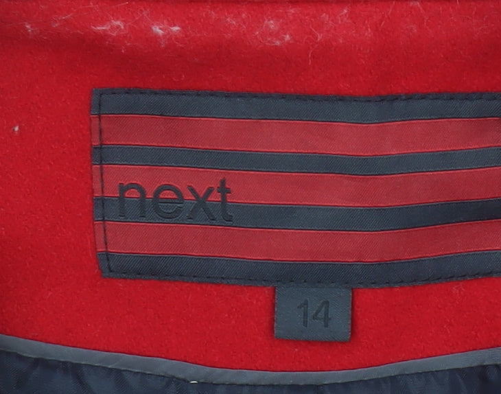 Next Women Red Wool Blend Long Trench Coat Size 14