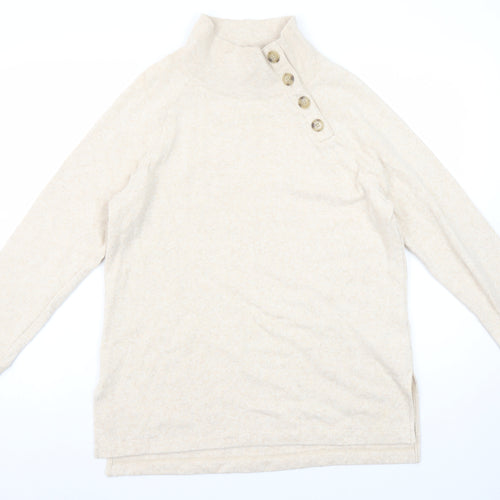 J.Crew Women Beige Button Henley Pullover Sweatshirt XS