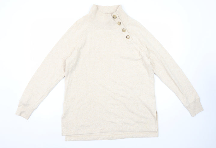 J.Crew Women Beige Button Henley Pullover Sweatshirt XS