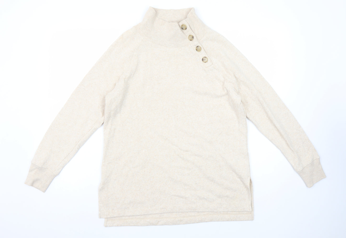 J.Crew Women Beige Button Henley Pullover Sweatshirt XS